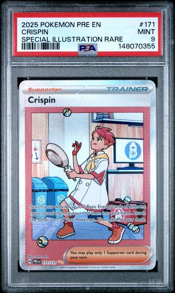 Crispin 2025 Pokemon Pre En-Prismatic Evolutions Special Illustration Rare #171 PSA 9