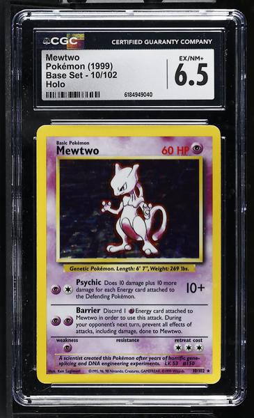 Mewtwo Holo 1999 Base Set #10/102 CGC 6.5-1