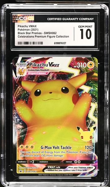 Pikachu VMAX Celebrations Premium Figure Collection 2021 Black Star Promos #SWSH062 CGC 10-1