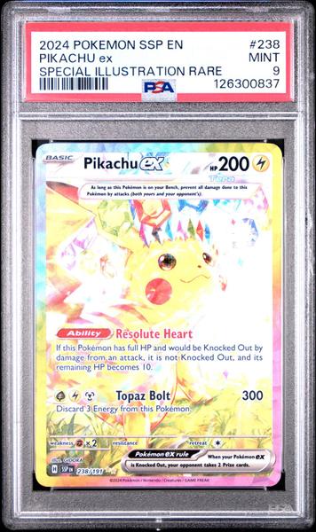 Pikachu Ex 2024 Pokemon Ssp En-Surging Sparks Special Illustration Rare #238 PSA 9