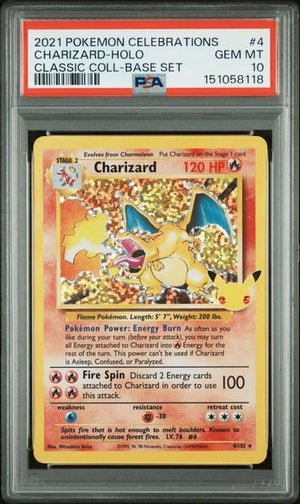 Charizard-Holo 2021 Pokemon Celebrations Classic Collection Base Set #4 PSA 10