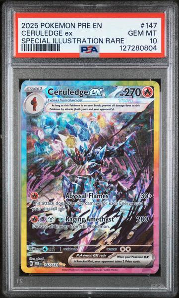 Ceruledge Ex 2025 Pokemon Pre En-Prismatic Evolutions Special Illustration Rare #147 PSA 10