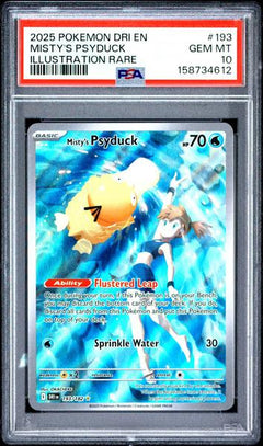 Misty's Psyduck 2025 Pokemon Dri En-Destined Rivals Illustration Rare #193 PSA 10-1
