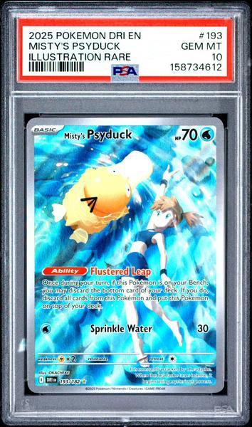 Misty's Psyduck 2025 Pokemon Dri En-Destined Rivals Illustration Rare #193 PSA 10