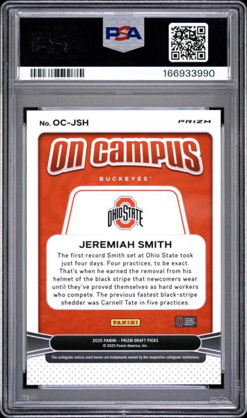 Jeremiah Smith 2025 Panini Prizm Draft Picks On Campus #OC-JSH PSA 10-2
