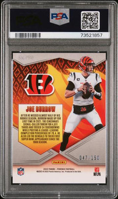 Joe Burrow 2022 Panini Phoenix Flame Throwers Flame Throwers-Teal 47/150 #FT7 PSA 9-2