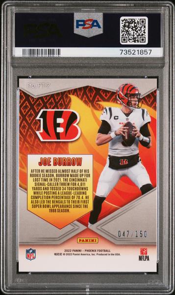 Joe Burrow 2022 Panini Phoenix Flame Throwers Flame Throwers-Teal 47/150 #FT7 PSA 9-2