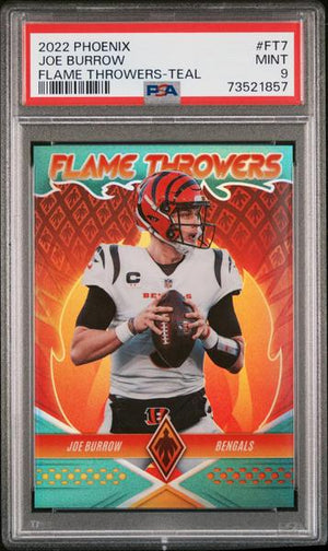 Joe Burrow 2022 Panini Phoenix Flame Throwers Flame Throwers-Teal 47/150 #FT7 PSA 9