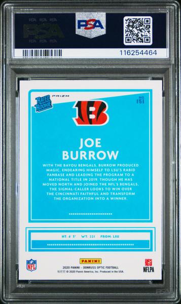 Joe Burrow 2020 Panini Donruss Optic Purple Shock #151 PSA 10-2