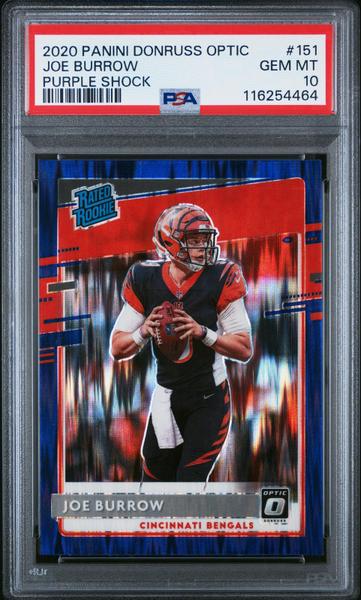 Joe Burrow 2020 Panini Donruss Optic Purple Shock #151 PSA 10-1
