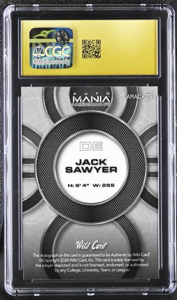 Jack Sawyer Constitution Rainbow 2024 AutoMania American Football Circle Signatures 2/2 #AMAC-JS CGC PRISTINE 10-2
