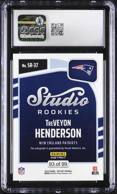 TreVeyon Henderson 2025 Instant Studio Rookies Autographs 93/99 #SR-37 CGC 10-2