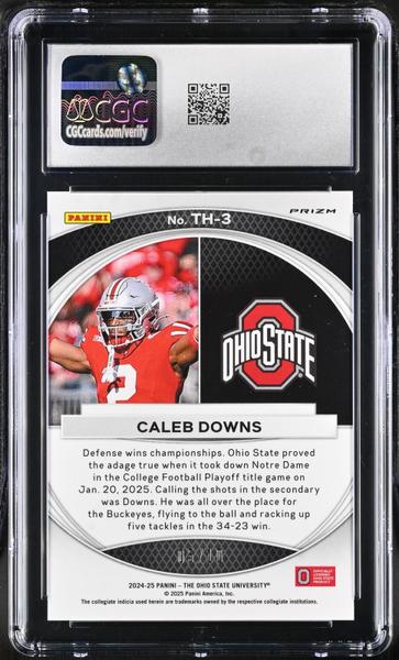 Caleb Downs Gold 2024-25 Ohio State Prizm Trophy Hunting 5/10 #TH-3 CGC 9-2