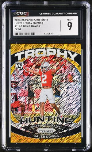 Caleb Downs Gold 2024-25 Ohio State Prizm Trophy Hunting 5/10 #TH-3 CGC 9