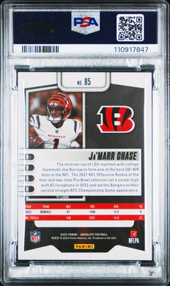 Ja'Marr Chase 2023 Panini Absolute Red Spectrum 3/100 #85 PSA 8-2