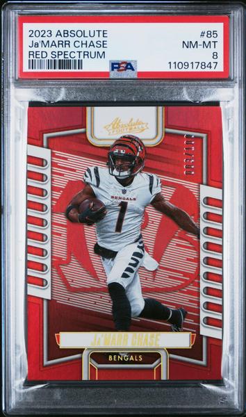 Ja'Marr Chase 2023 Panini Absolute Red Spectrum 3/100 #85 PSA 8-1