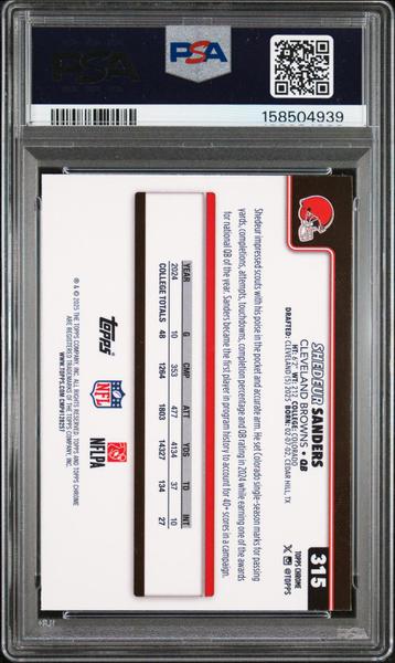 Shedeur Sanders 2025 Topps Chrome #315 PSA 9-2