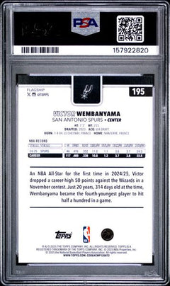 Victor Wembanyama 2025 Topps Green Crackleboard Foil 84/99 #195 PSA 9-2