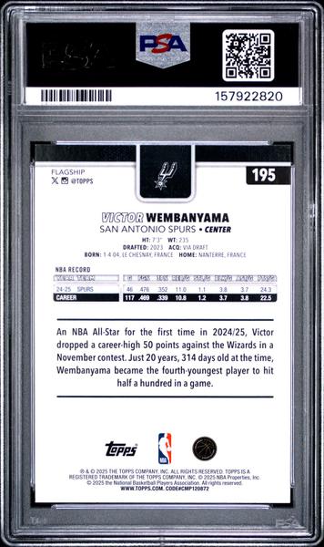 Victor Wembanyama 2025 Topps Green Crackleboard Foil 84/99 #195 PSA 9-2