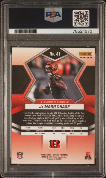 Ja’marr Chase 2022 Panini Mosaic Genesis #41 PSA 10-2