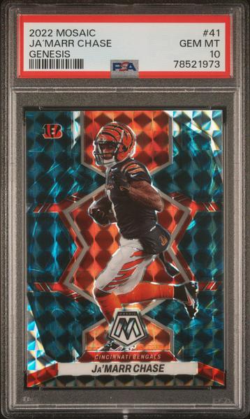 Ja’marr Chase 2022 Panini Mosaic Genesis #41 PSA 10-1