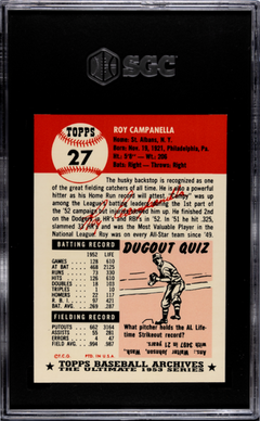 Roy Campanella 1991 Topps Archives #27 SGC 10-2