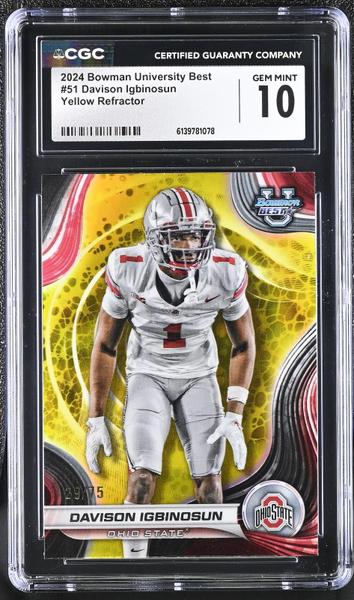 Davison Igbinosun Yellow Refractor 2024 University Best 29/75 #51 CGC 10