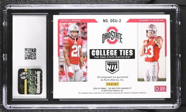 Garrett Stover/Arvell Reese 2024-25 Ohio State Contenders College Ties Dual Autos #OSU-2 CGC 9.5