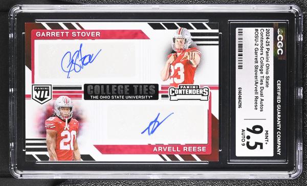 Garrett Stover/Arvell Reese 2024-25 Ohio State Contenders College Ties Dual Autos #OSU-2 CGC 9.5