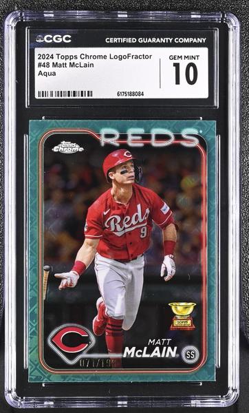 Matt McLain Aqua 2024 Chrome LogoFractor 71/199 #48 CGC 10-1