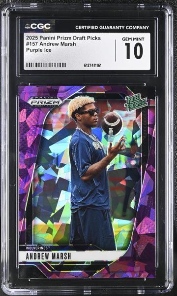 Andrew Marsh Purple Ice 2025 Prizm Draft Picks 73/199 #157 CGC 10