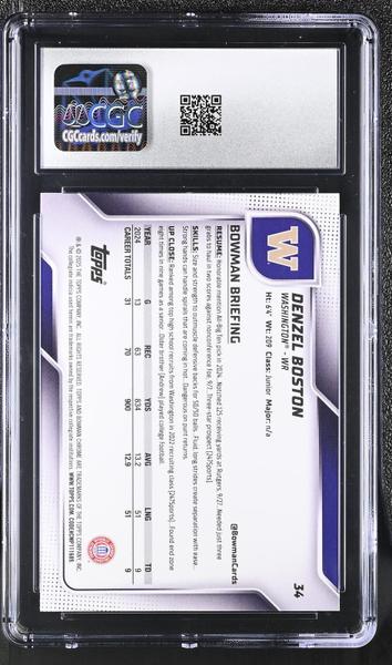 Denzel Boston Aqua Refractor 2025 University Chrome #34 123/325 CGC 9.5