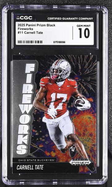 Carnell Tate 2025 Prizm Black Fireworks #11 CGC 10