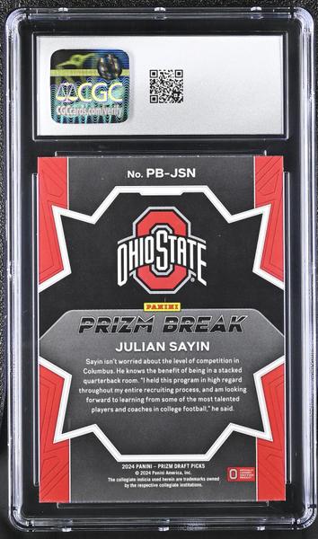 Julian Sayin 2024 Prizm Draft Picks Prizm Break #PB-JSN CGC 10