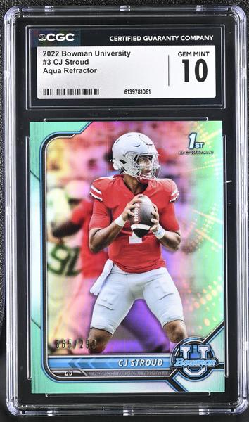 CJ Stroud Aqua Refractor 2022 University 65/299 #3 CGC 10