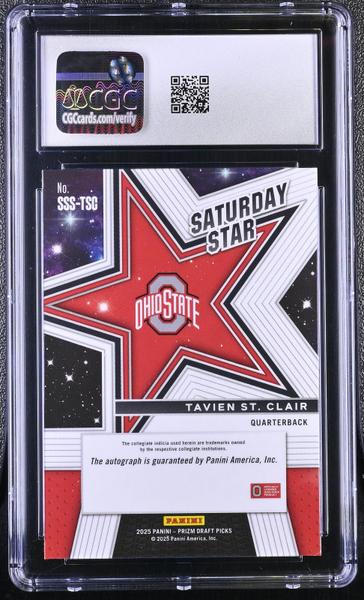 Tavien St. Clair 2025 Prizm Draft Picks Saturday Star Signatures #SSS-TSC CGC 10-2