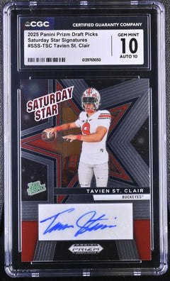 Tavien St. Clair 2025 Prizm Draft Picks Saturday Star Signatures #SSS-TSC CGC 10-1