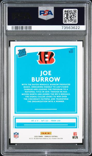 Joe Burrow 2020 Panini Donruss Canvas #301 PSA 9