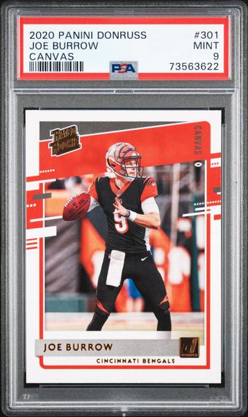 Joe Burrow 2020 Panini Donruss Canvas #301 PSA 9