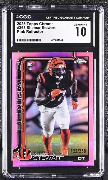 Shemar Stewart Pink Refractor 2025 Chrome 122/250 #363 CGC 10