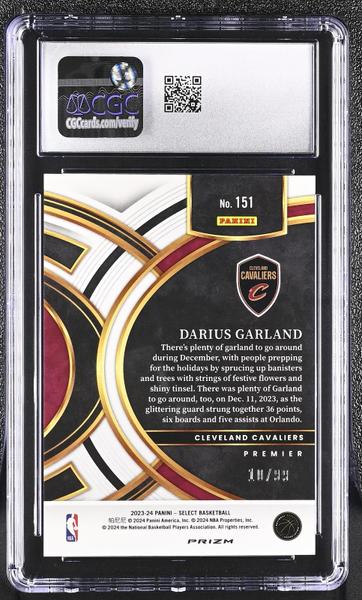 Darius Garland Purple Cracked Ice 2023-24 Select 10/99 #151 CGC 10-2