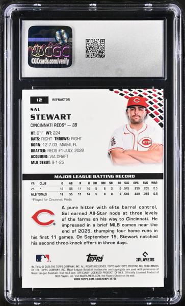 Sal Stewart Refractor 2026 Pristine #12 CGC 9