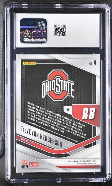 TreVeyon Henderson 2025 Prizm Draft Picks Trophy Hunting #4 CGC 10-2