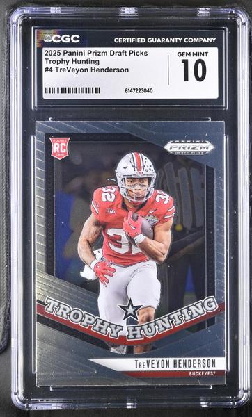 TreVeyon Henderson 2025 Prizm Draft Picks Trophy Hunting #4 CGC 10-1