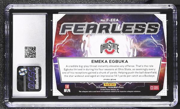 Emeka Egbuka Gold Ice 2025 Prizm Draft Picks Fearless #F-EEA CGC 9.5