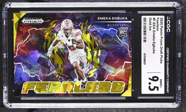 Emeka Egbuka Gold Ice 2025 Prizm Draft Picks Fearless #F-EEA CGC 9.5