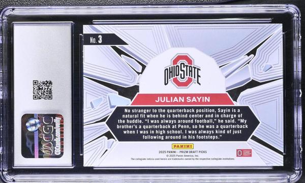 Julian Sayin 2025 Prizm Draft Picks Prizm Break #3 CGC 10