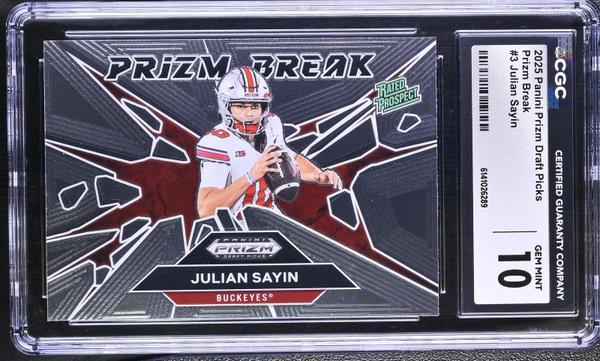 Julian Sayin 2025 Prizm Draft Picks Prizm Break #3 CGC 10