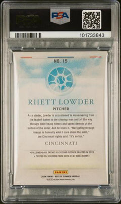 Rhett Lowder 2024 Panini Boys Of Summer Blue 71/99 #15 PSA 9-2