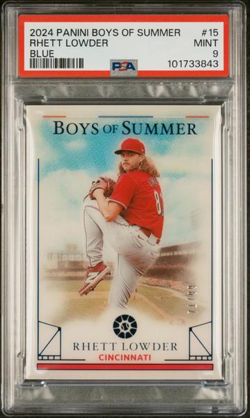 Rhett Lowder 2024 Panini Boys Of Summer Blue 71/99 #15 PSA 9-1